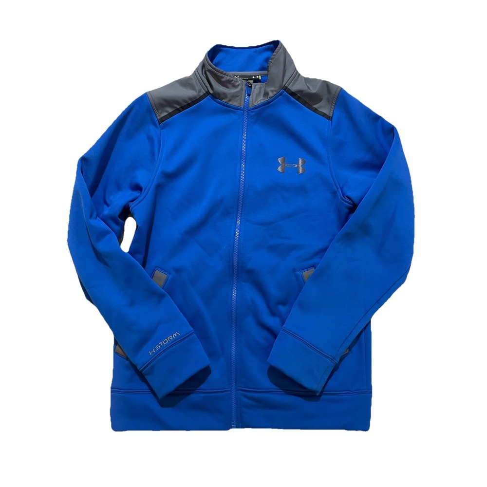 Under Armour Jacket Mens S Blue Loose Gold Gear UA Storm Zip‎ Jacket